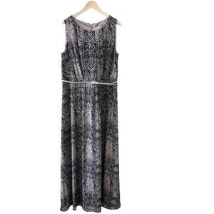 Eliza J Leopard Print Sleeveless Belted Maxi Dress Size 16W Brown Cream